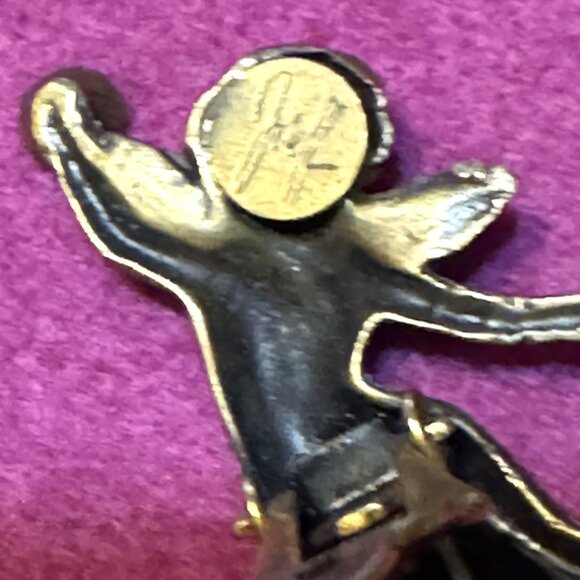 Vintage Joseff Of Hollywood Cherub Earrings With Cobalt Blue Austrian Crystals & - Picture 3 of 6